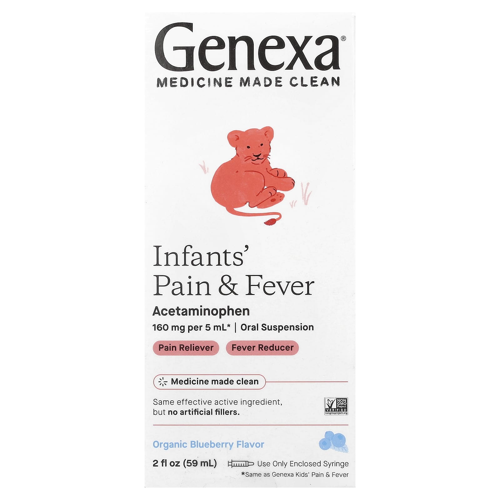 Genexa Kids' Pain & Fever Relief - Organic Blueberry Flavor - Image 1
