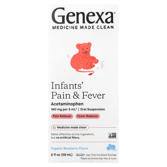 Genexa Kids' Pain & Fever Relief - Organic Blueberry Flavor - Image 1