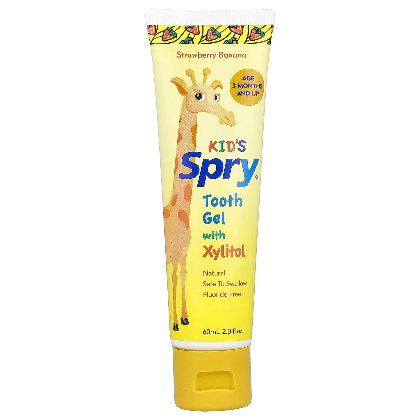 Xlear, Kid's Spry®, Tooth Gel with Xylitol, Age 3 Months and Up, Strawberry Banana, 2 fl oz (60 ml) - Image 1