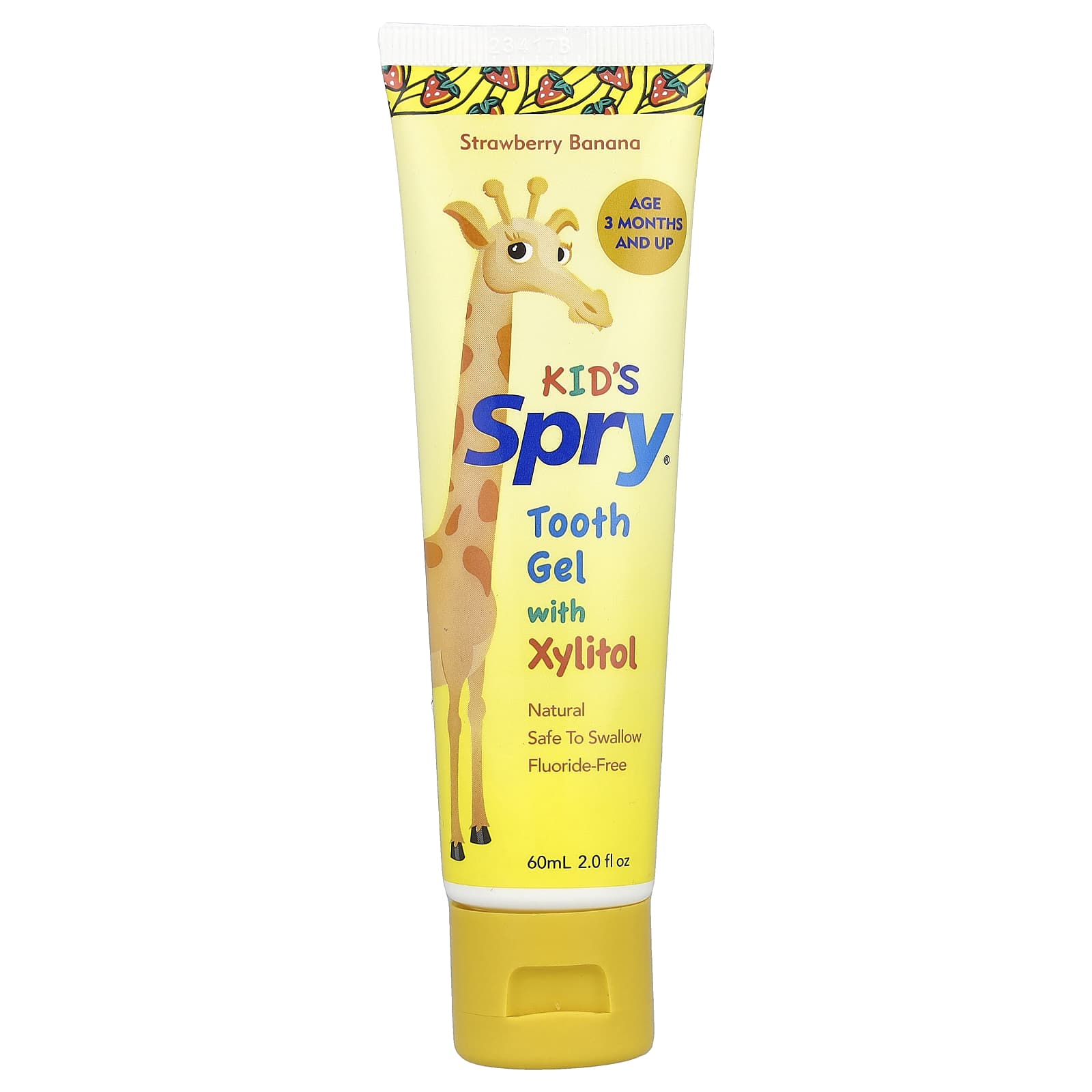 Xlear, Kid's Spry®, Tooth Gel with Xylitol, Age 3 Months and Up, Strawberry Banana, 2 fl oz (60 ml) - Image 1