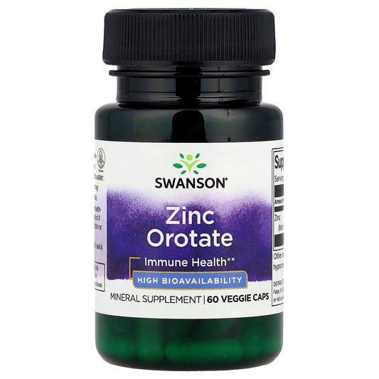 Swanson, Zinc Orotate, 60 Veggie Caps (10 mg per Cap) - Image 1