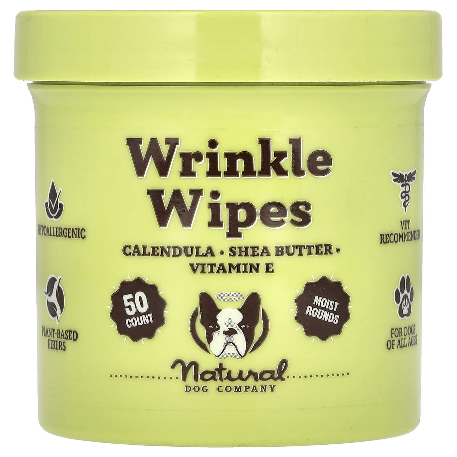Natural Dog Company, Wrinkle Wipes, For Dogs, All Ages, 50 Count - Image 1