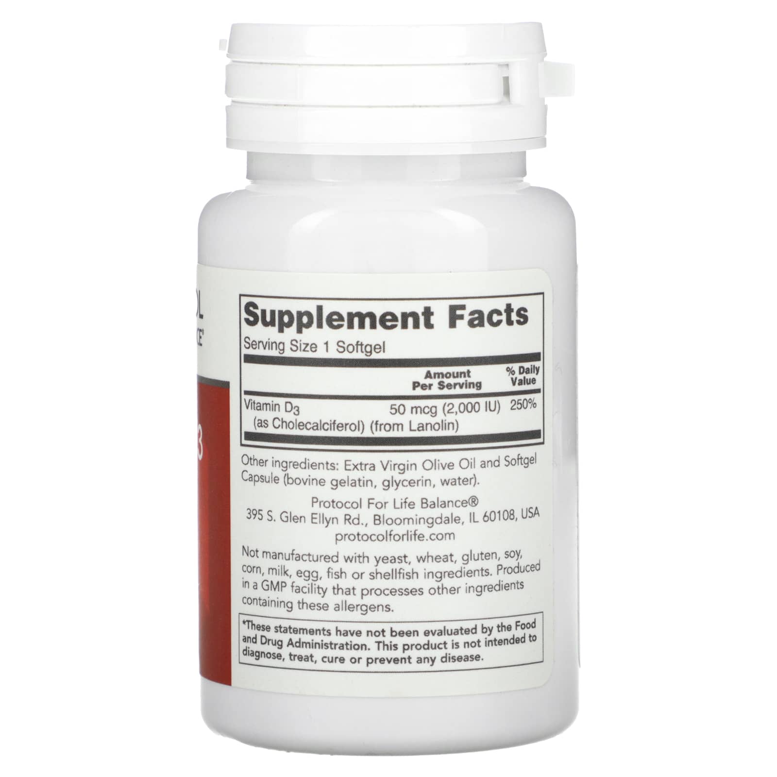 Protocol for Life Balance, Vitamin D3, High Potency, 2,000 IU, 120 Softgels - Image 2