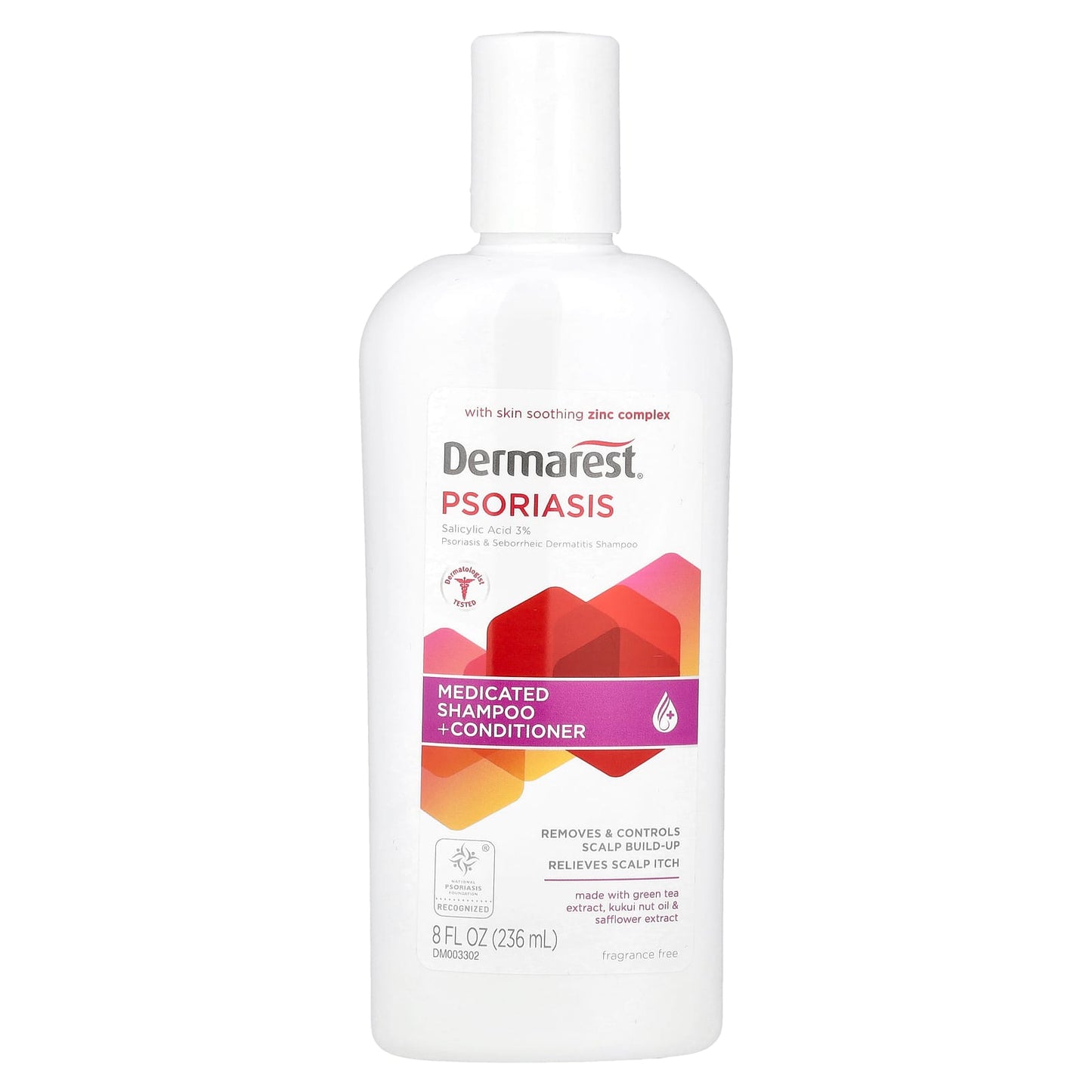 Dermarest Psoriasis Medicated Shampoo + Conditioner, Fragrance Free, 8 fl oz - Image 1