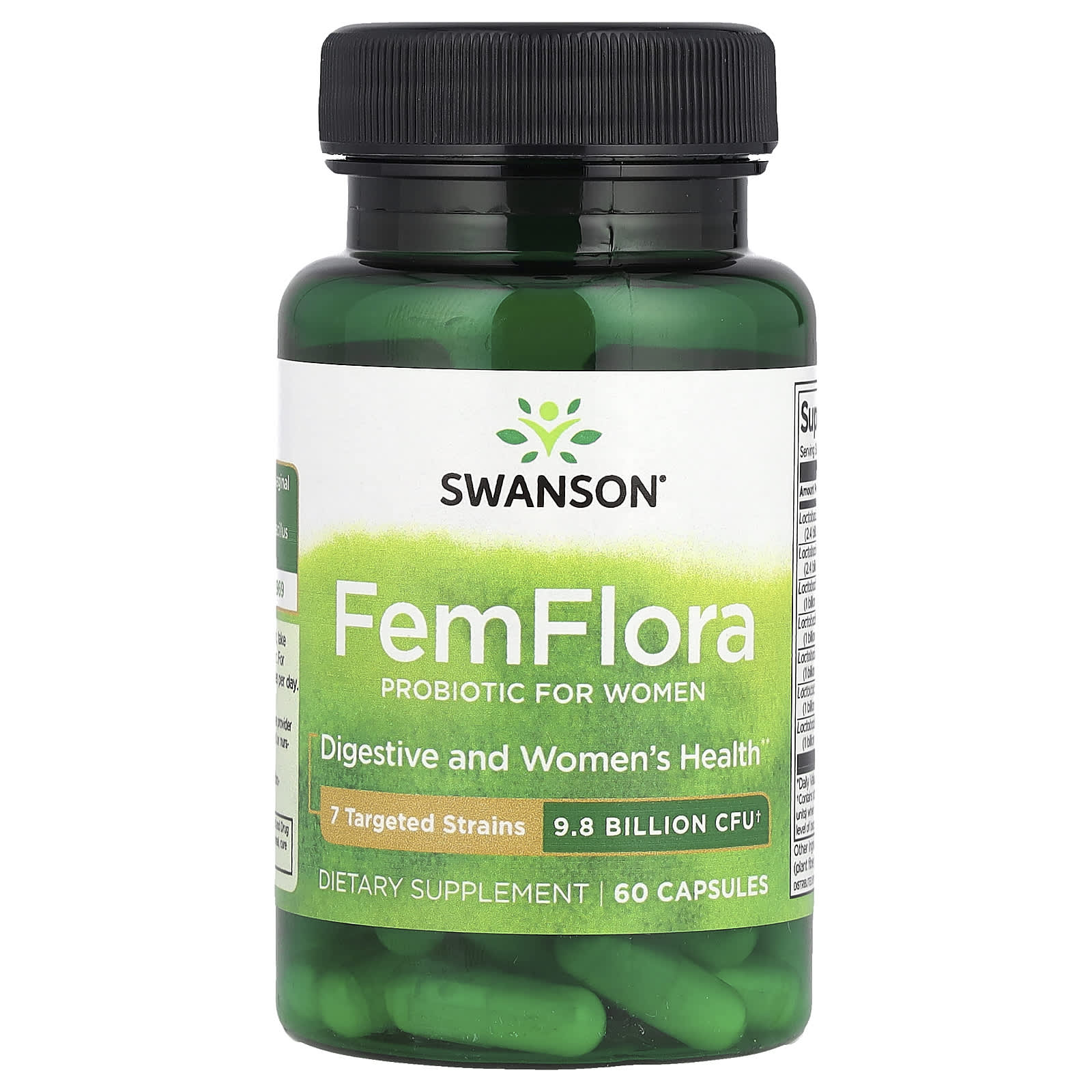 Swanson, FemFlora, Probiotic For Women, 9.8 billion CFU, 60 Vegan Capsules - Image 1