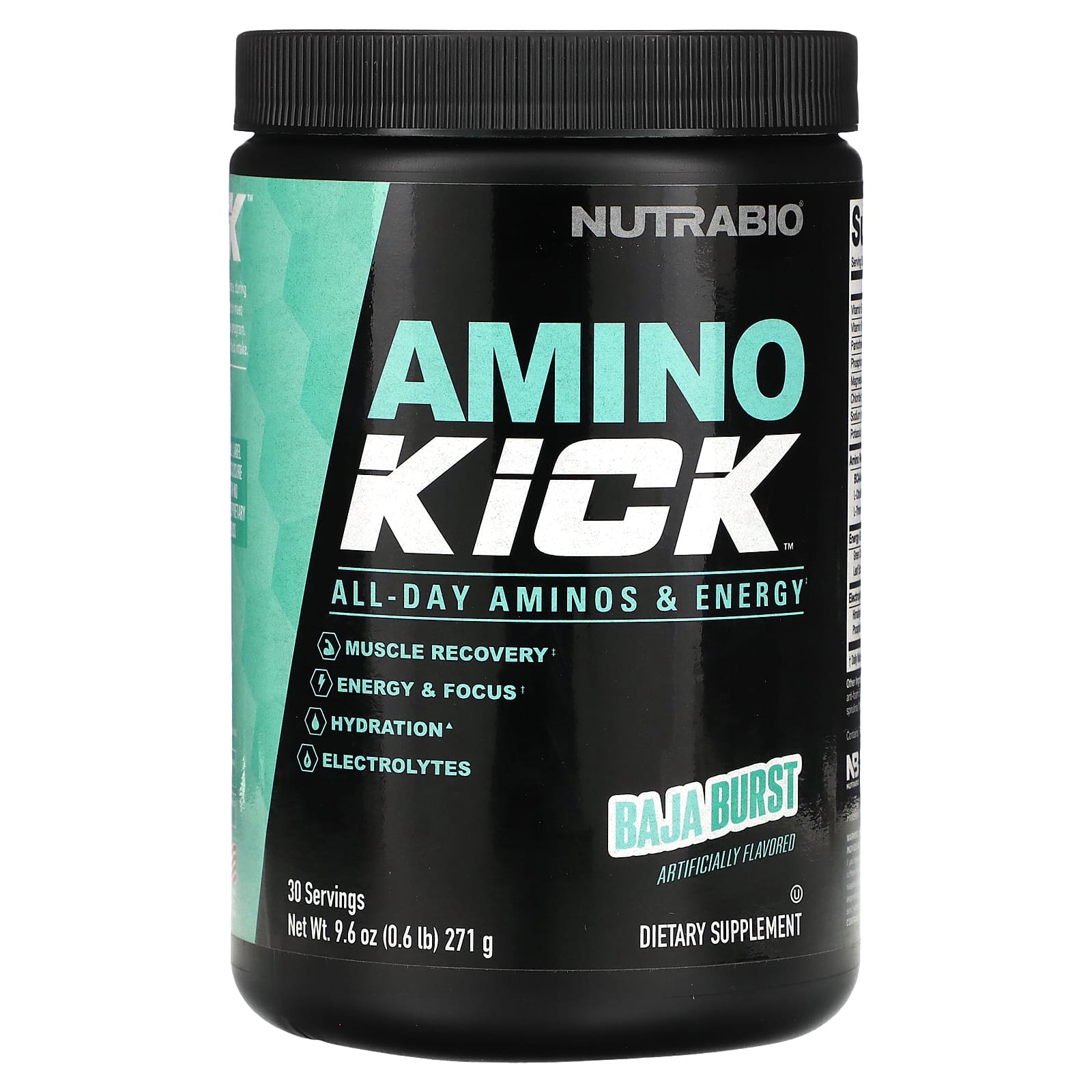 NutraBio, Amino Kick, Baja Burst, 0.6 lb (271 g) - Image 1