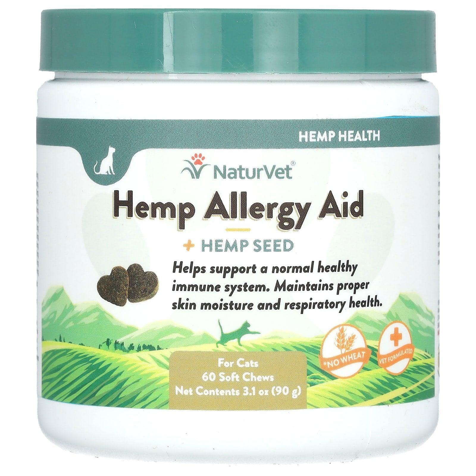 NaturVet, Hemp Allergy Aid + Hemp Seed, For Cats, 60 Soft Chews, 3.1 oz (90 g) - Image 1
