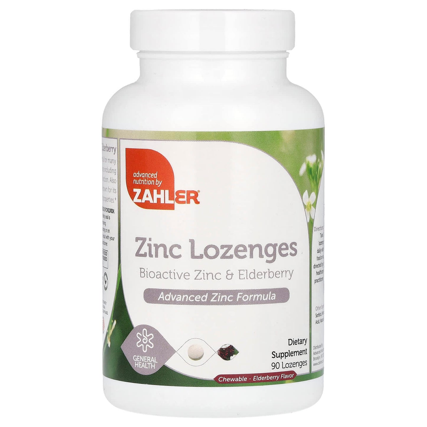 Zahler, Zinc Lozenges, Bioactive Zinc & Elderberry, Elderberry, 90 Lozenges - Image 1