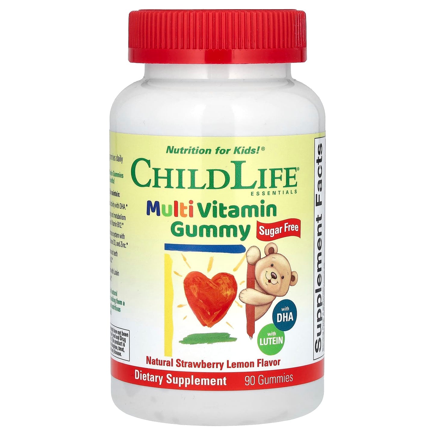 ChildLife Essentials Multi Vitamin Gummies for Kids, Sugar-Free, Natural Strawberry Lemon Flavor, 90 Gummies - Image 1