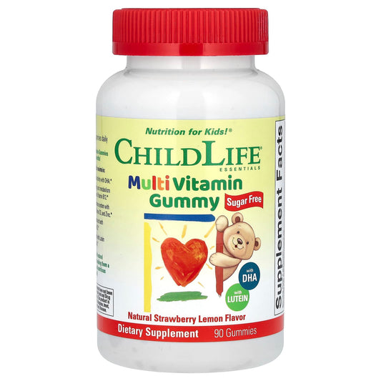 ChildLife Essentials Multi Vitamin Gummies for Kids, Sugar-Free, Natural Strawberry Lemon Flavor, 90 Gummies - Image 1