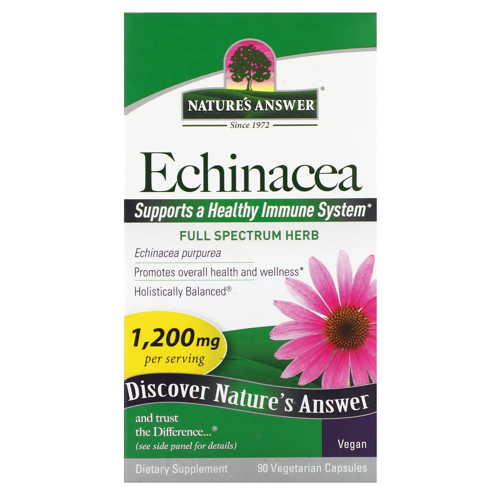 Nature's Answer, Echinacea, 90 Vegetarian Capsules (400 mg per Capsule) - Image 1