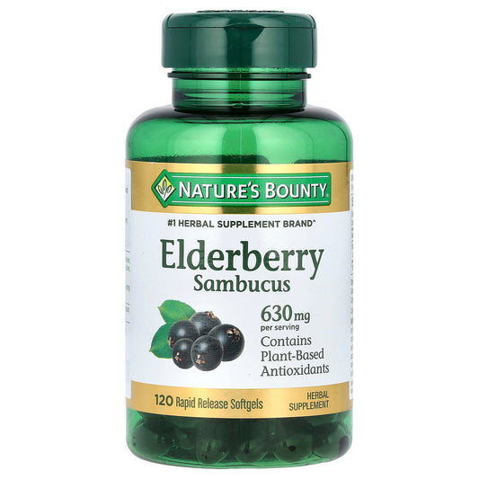Nature's Bounty, Elderberry Sambucus, 120 Rapid Release Softgels (210 mg per Softgel)