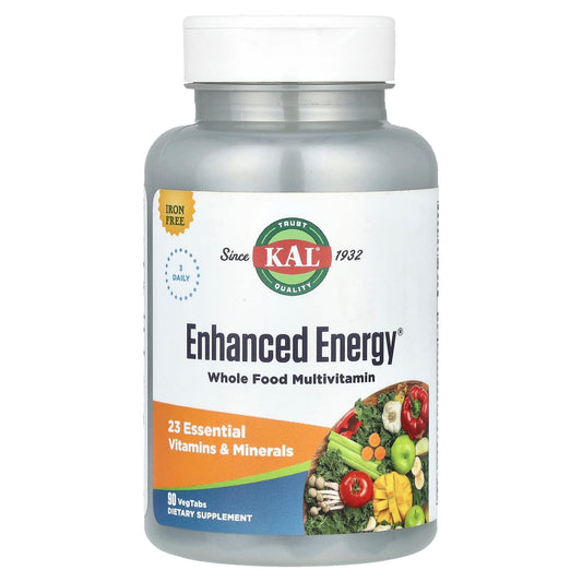 KAL, Enhanced Energy®, Whole Food Multivitamin, Iron Free, 90 VegTabs - Image 1