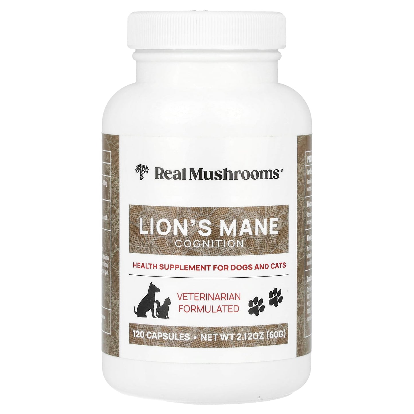 Real Mushrooms, Lion's Mane, For Dogs and Cats, 120 Capsules - Image 1