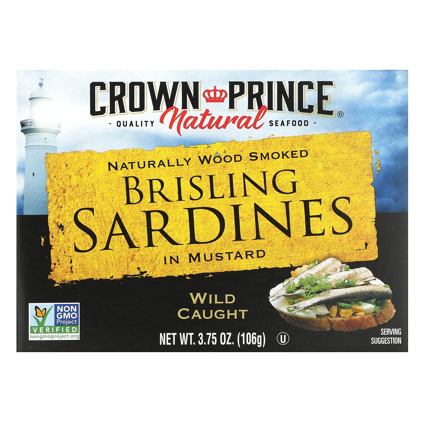 Wild-Caught Brisling Sardines in Mustard by Crown Prince Natural - 3.75 oz (106g) - Image 1