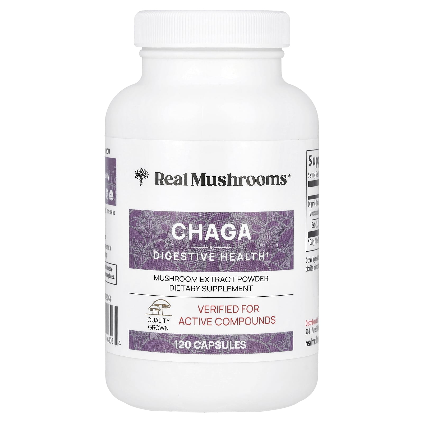 Real Mushrooms, Chaga, Mushroom Extract Powder, 120 Capsules - Image 1