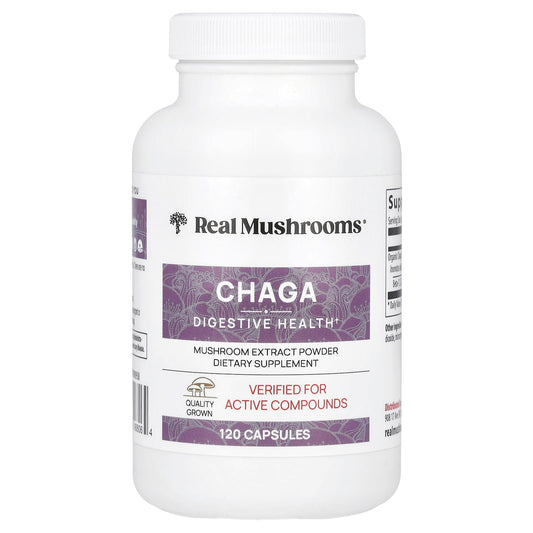 Real Mushrooms, Chaga, Mushroom Extract Powder, 120 Capsules - Image 1