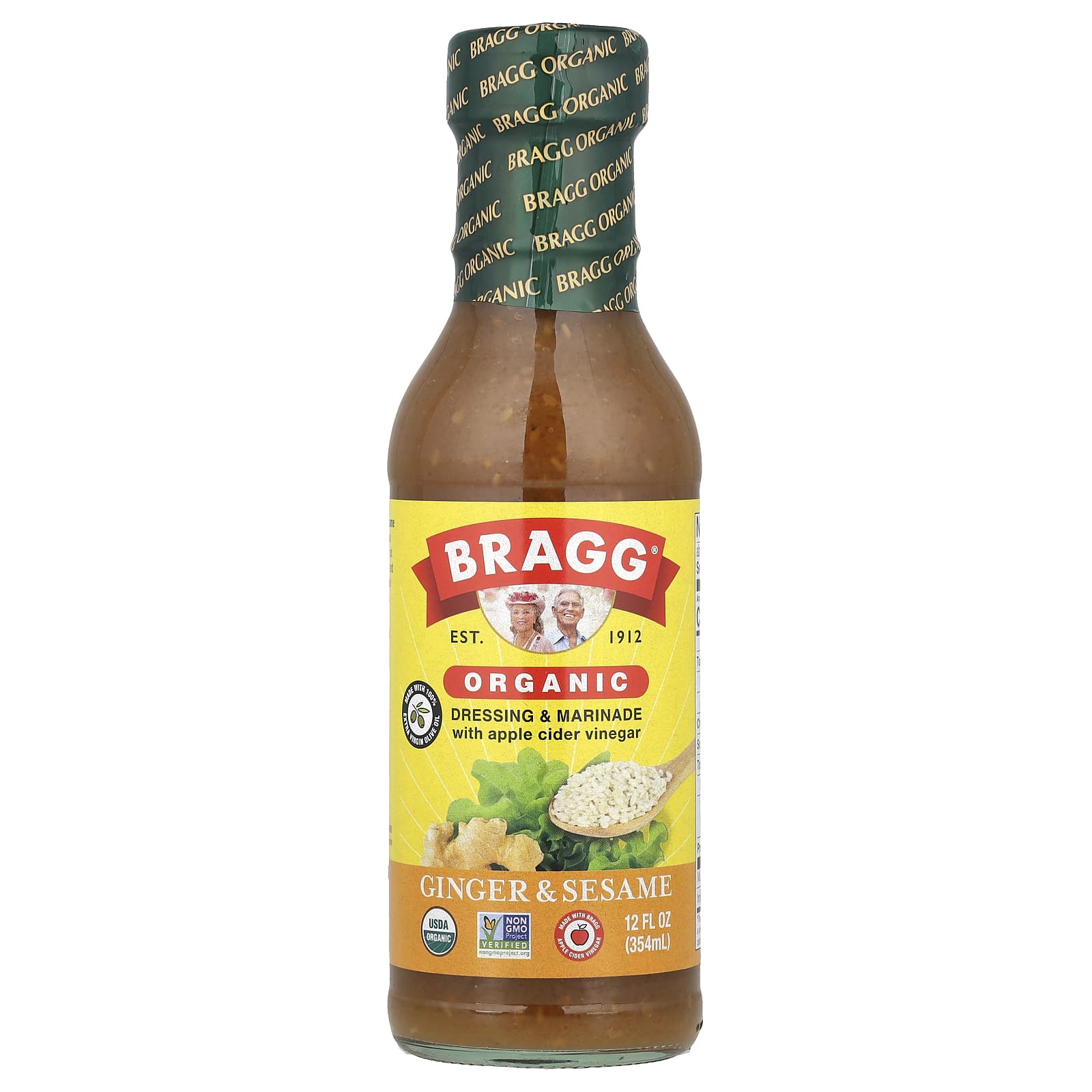 Bragg Organic Dressing & Marinade with Apple Cider Vinegar & Ginger, 12 fl oz - Image 1