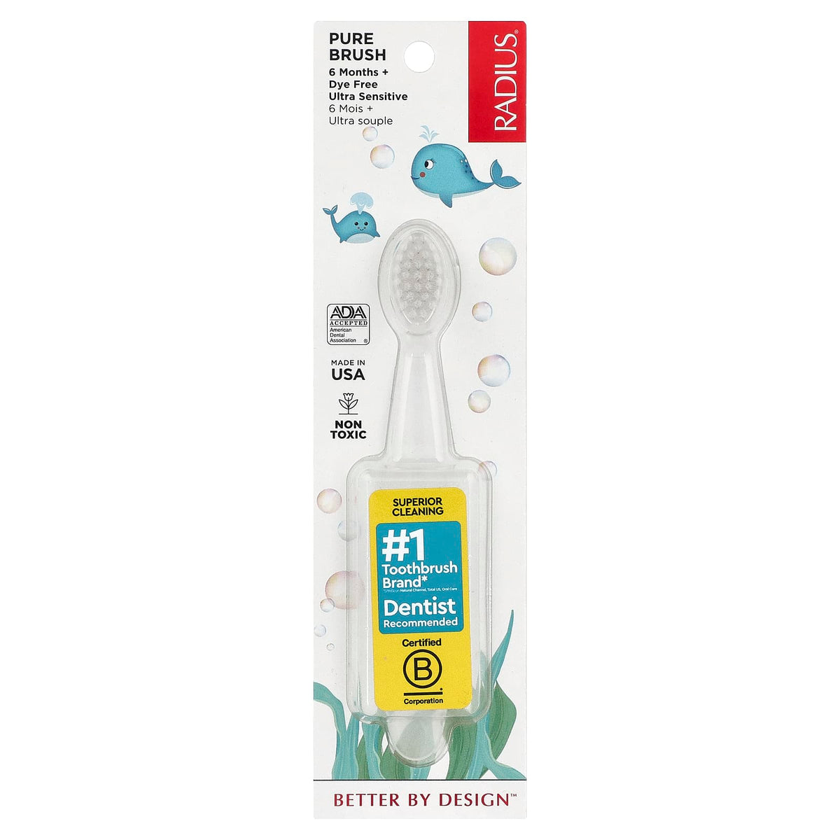 RADIUS, Pure Brush, 6 Months+, Ultra Sensitive, 1 Toothbrush - Image 1