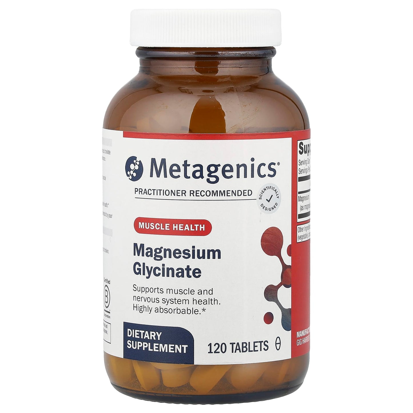 Metagenics, Magnesium Glycinate, 100 mg, 120 Tablets - Image 1