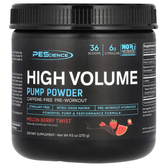 PEScience, High Volume, Pump Powder, Caffeine-Free, Melon Berry Twist, 9.5 oz (270 g) - Image 1