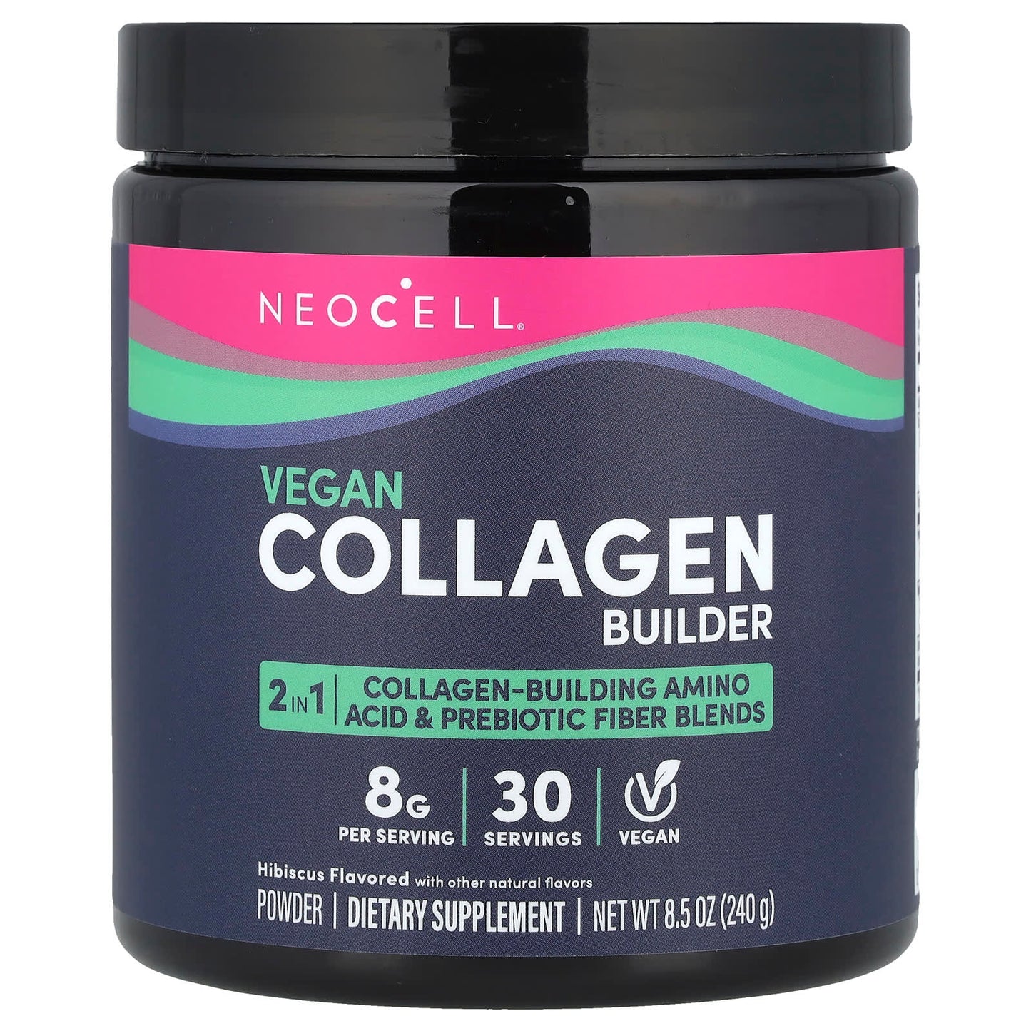 NeoCell, Vegan Collagen Builder Powder, Hibiscus, 8.5 oz (240 g) - Image 1