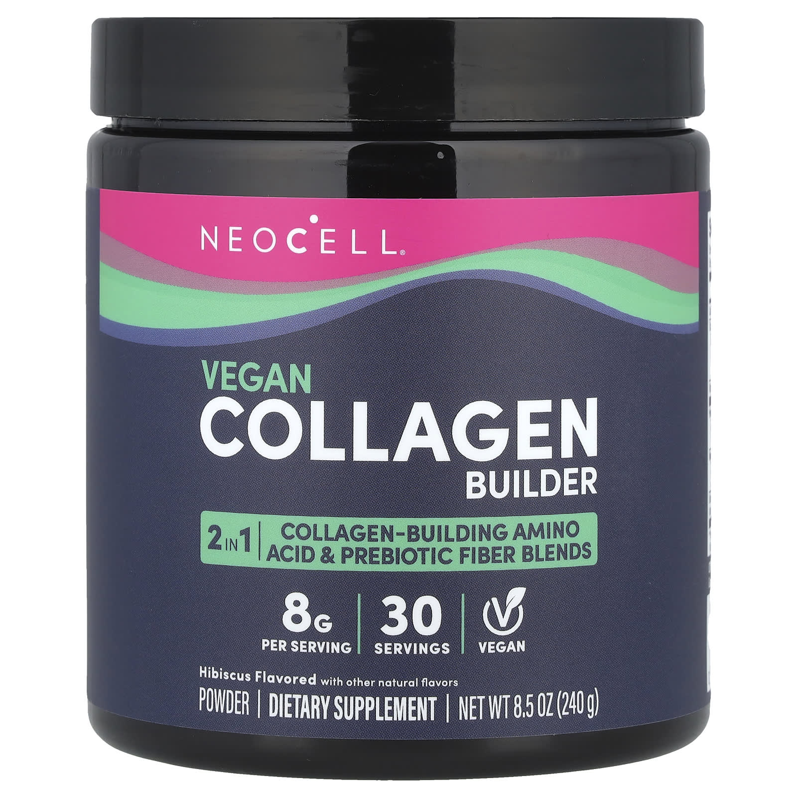 NeoCell, Vegan Collagen Builder Powder, Hibiscus, 8.5 oz (240 g) - Image 1