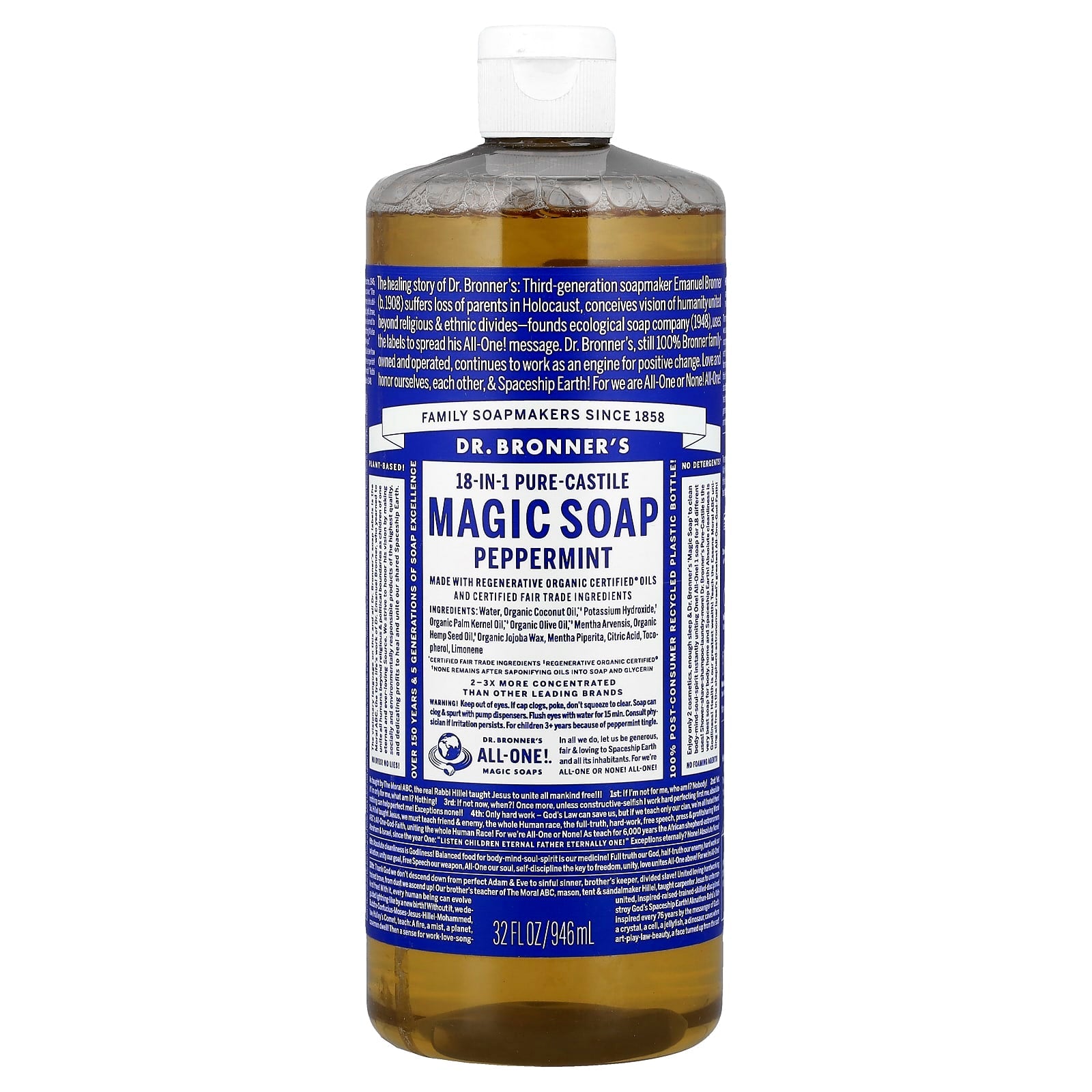 Peppermint 18-in-1 Pure-Castile Magic Soap by Dr. Bronner's - Image 1