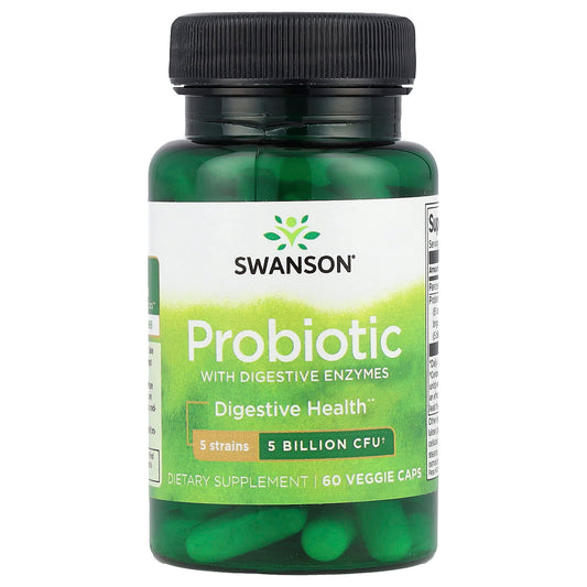 Swanson, Probiotic with Digestive Enzymes, 5 Billion CFU, 60 Veggie Caps - Image 1