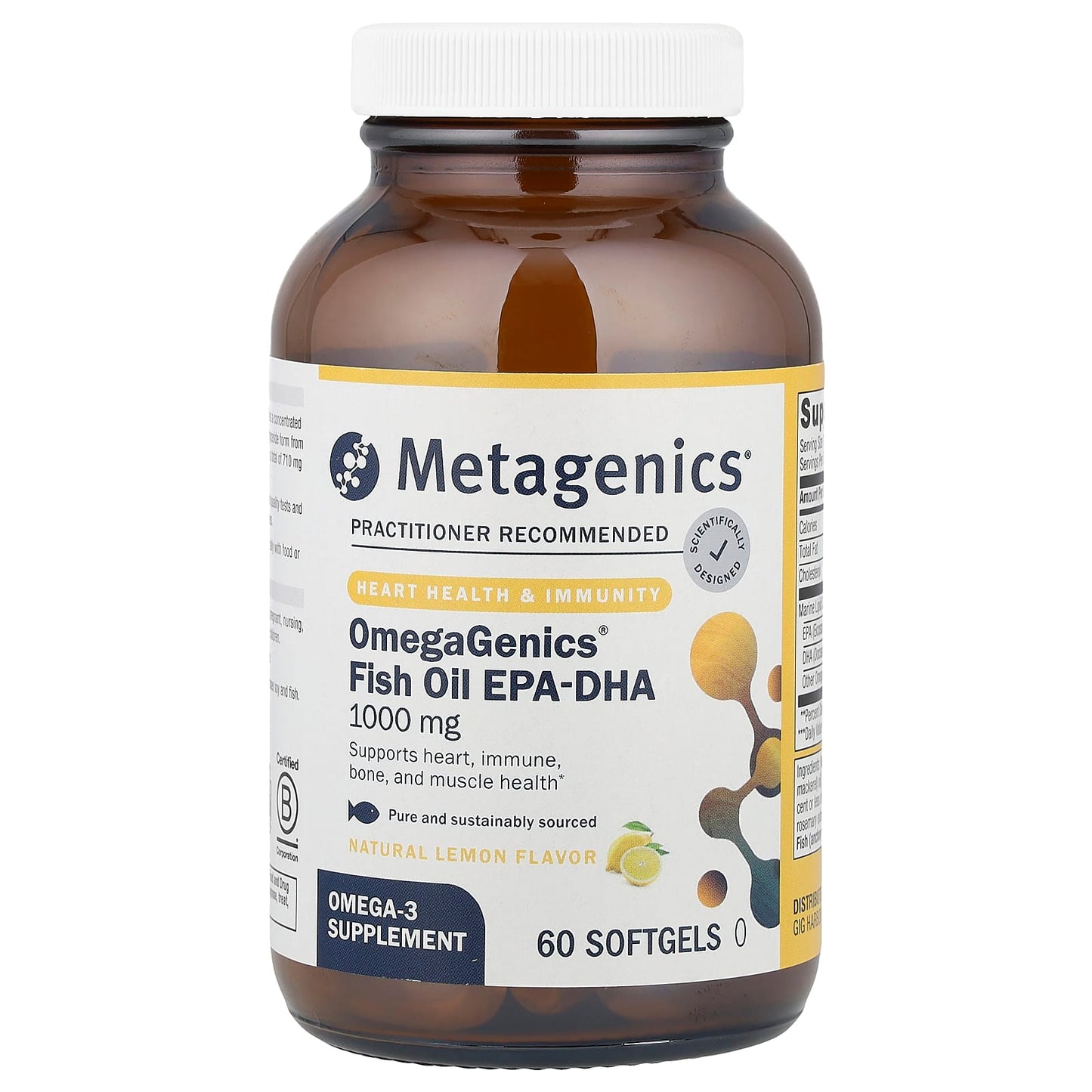 Metagenics, OmegaGenics® Fish Oil EPA-DHA, Natural Lemon, 1,000 mg, 60 Softgels - Image 1