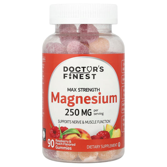 Max Strength Magnesium Gummies by Doctor's Finest, Raspberry & Peach, 90 Count - Image 1