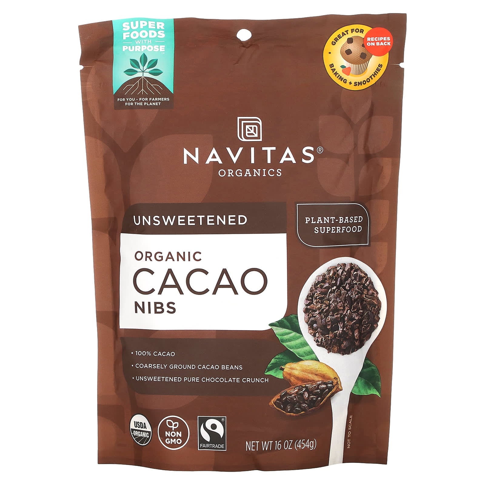 Navitas Organics, Organic Cacao Nibs, 16 oz (454 g) - Image 1