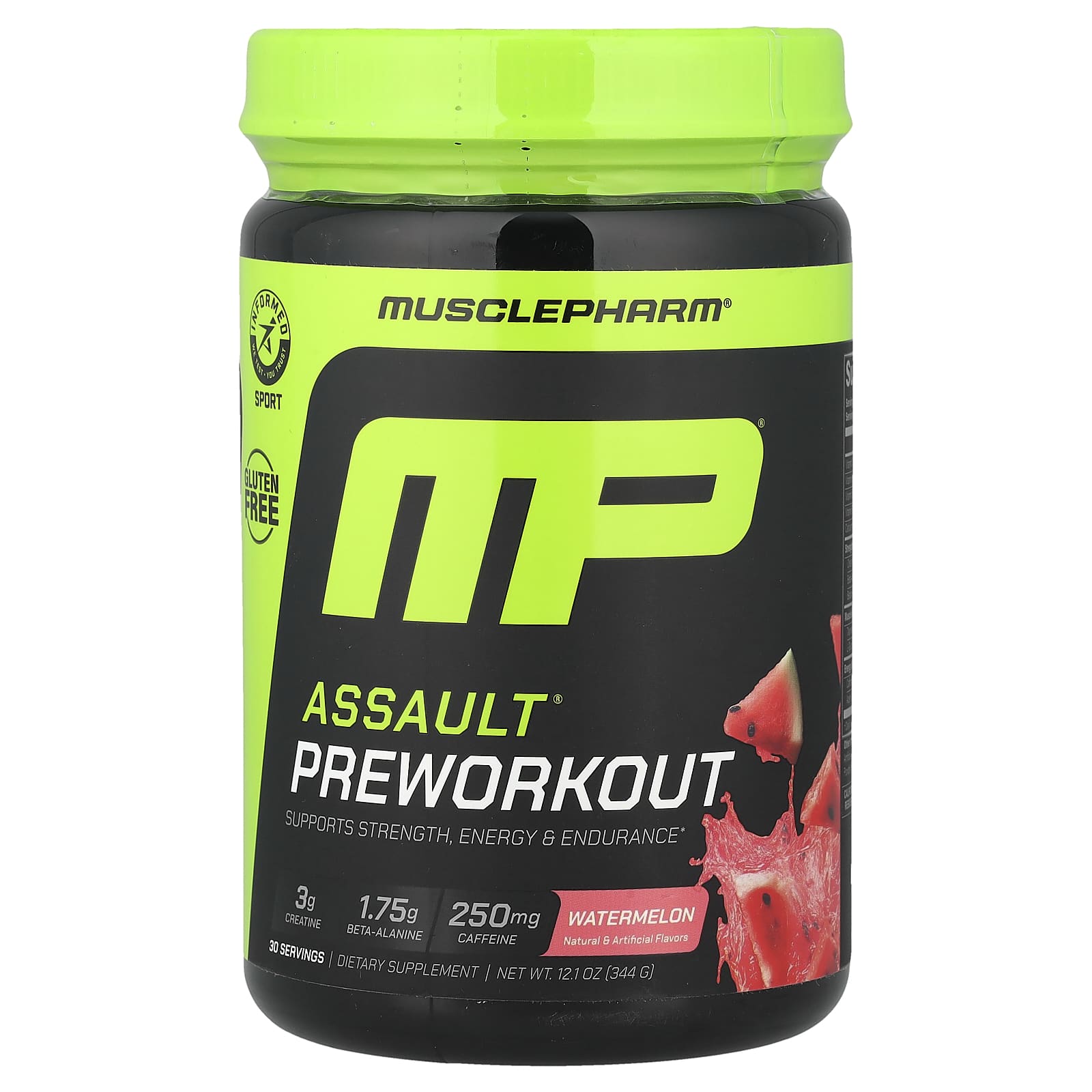 MusclePharm, Assault Energy + Strength, Pre-Workout, Watermelon, 12.1 oz (344 g) - Image 1