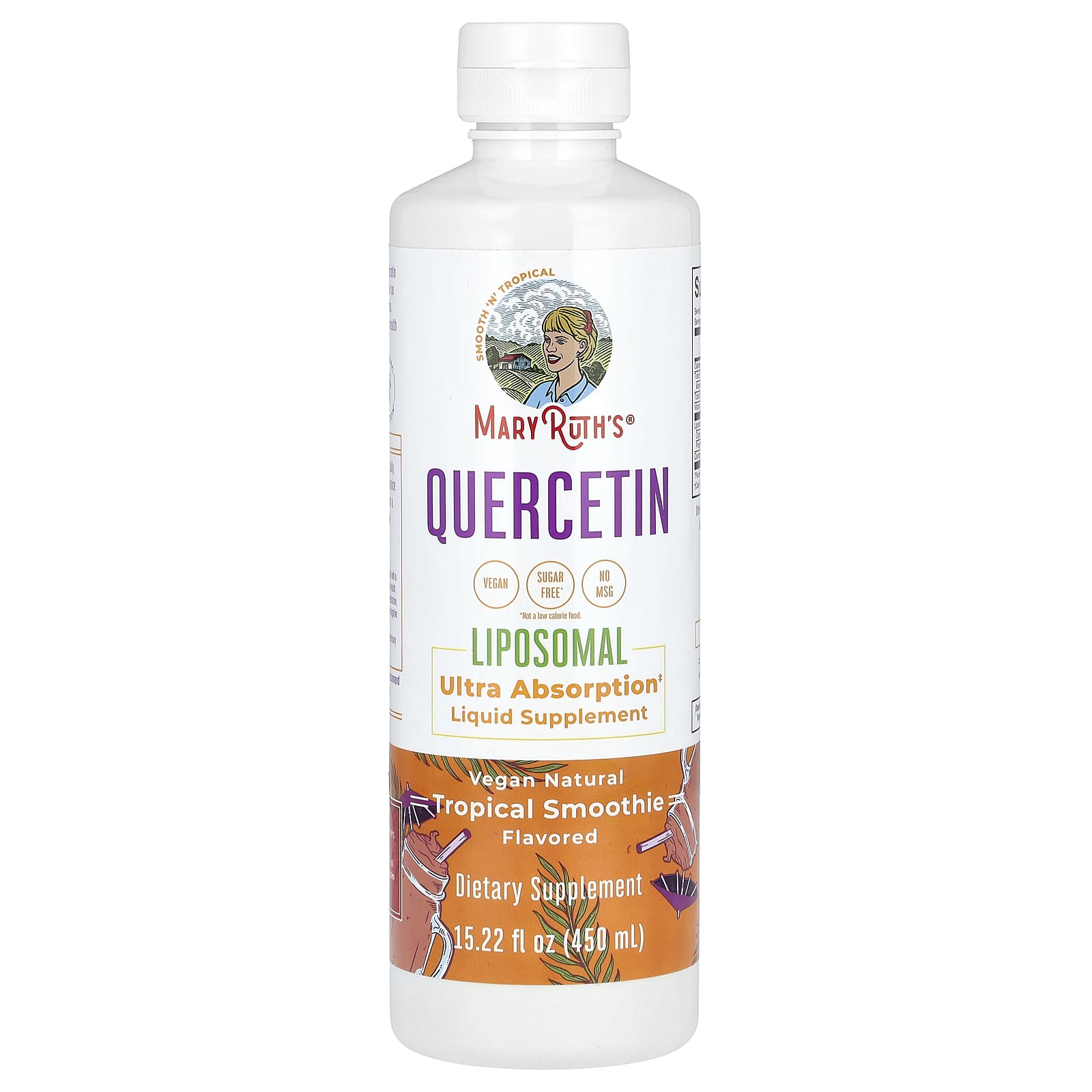 MaryRuth's, Quercetin Liposomal, Tropical Smoothie, 15.22 fl oz (450 ml) - Image 1