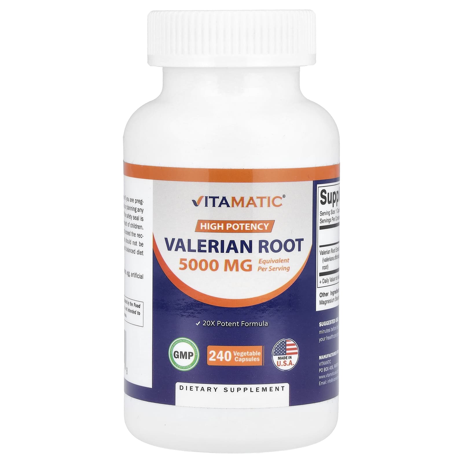 Vitamatic, Valerian Root, High Potency, 5,000 mg, 240 Vegetable Capsules - Image 1