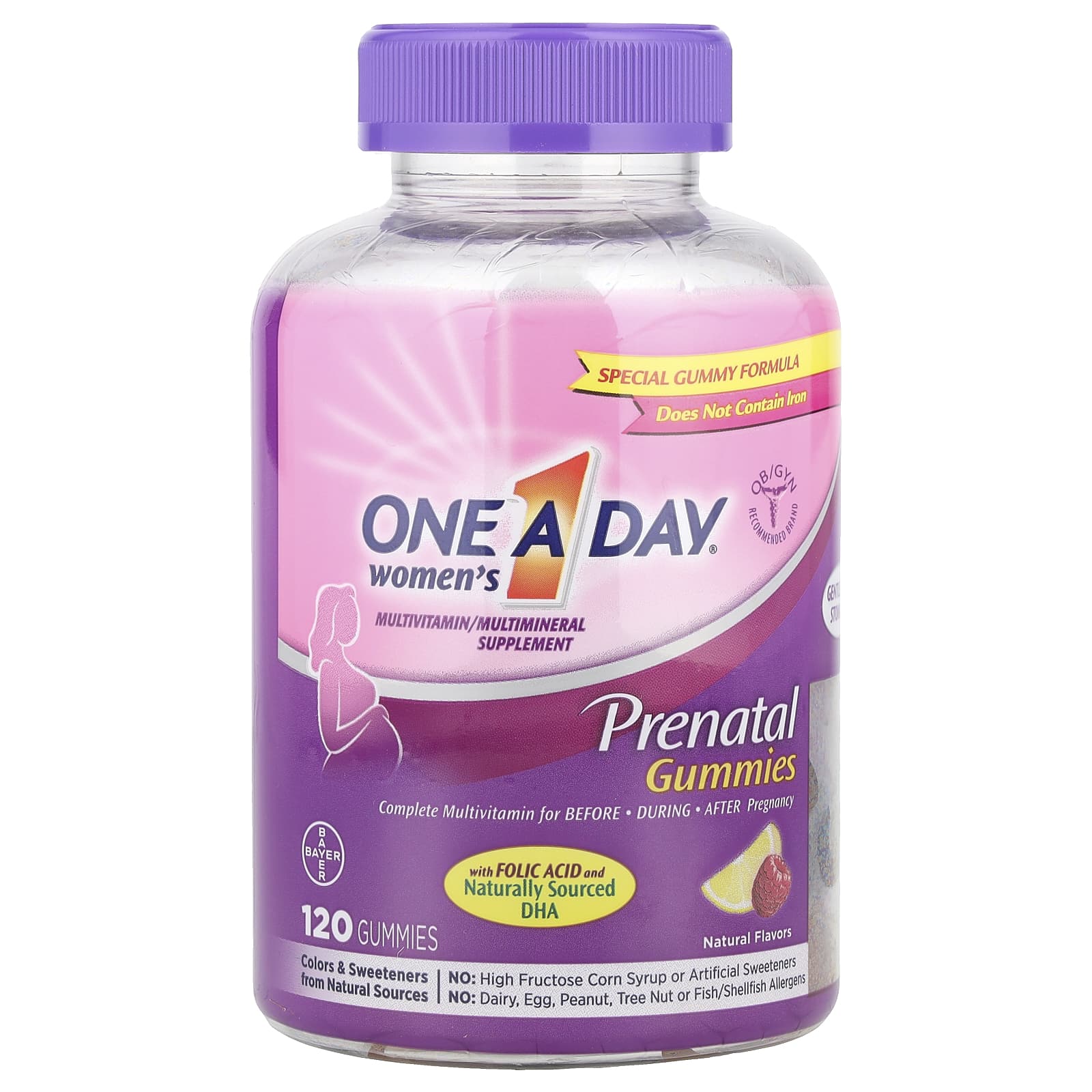 One-A-Day, Women's Prenatal Gummies with Folic Acid and DHA, 120 Gummies - Image 1