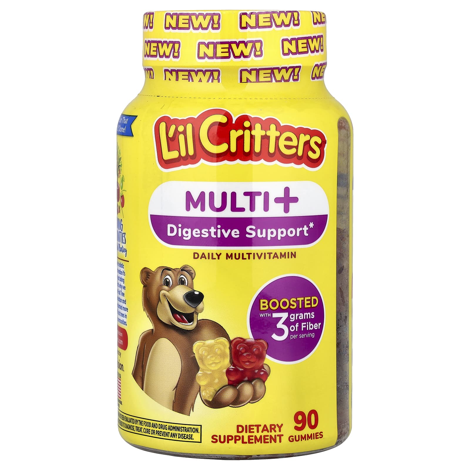 L'il Critters, Multi + Digestive Support, Daily Multivitamin Gummies, Chewy Cherry, Juice Orange, 90 Gummies - Image 1