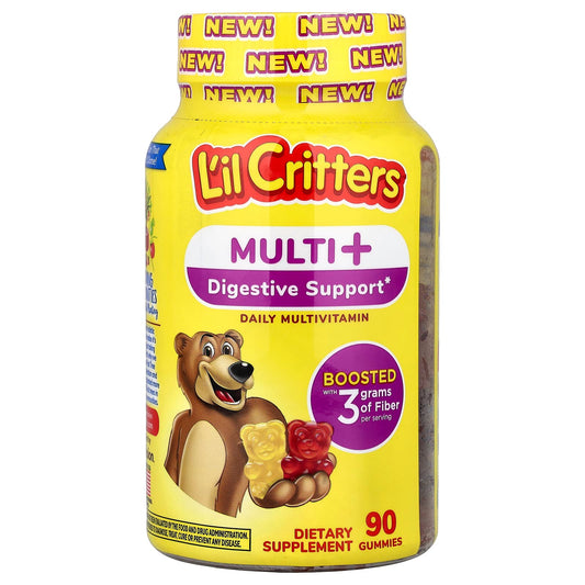 L'il Critters, Multi + Digestive Support, Daily Multivitamin Gummies, Chewy Cherry, Juice Orange, 90 Gummies - Image 1