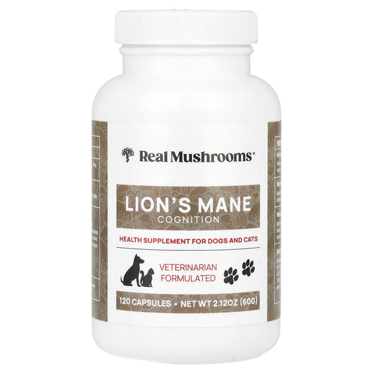 Real Mushrooms, Lion's Mane, For Dogs and Cats, 120 Capsules - Image 1