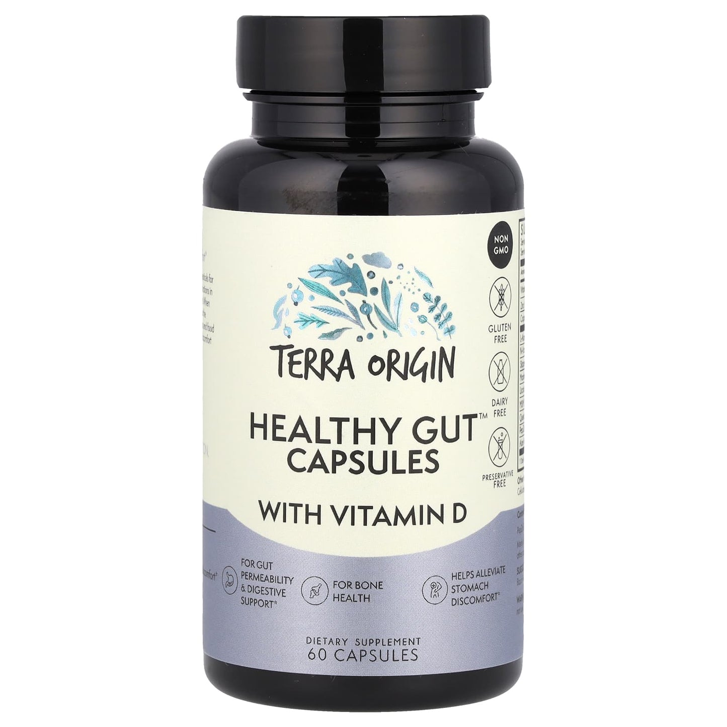 Terra Origin, Healthy Gut Capsules with Vitamin D, 60 Capsules - Image 1