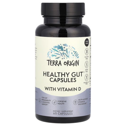 Terra Origin, Healthy Gut Capsules with Vitamin D, 60 Capsules - Image 1