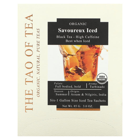 The Tao of Tea, Organic Black Tea, Savoureux Iced , 6 -1 Gallon Sized Sachets, 3.0 oz (85 g) - Image 1