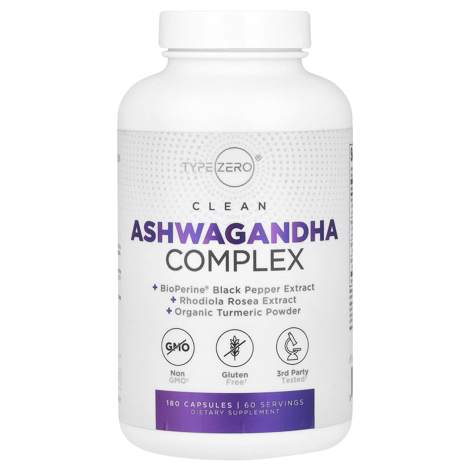 TypeZero, Clean, Ashwagandha Complex, 180 Capsules - Image 1