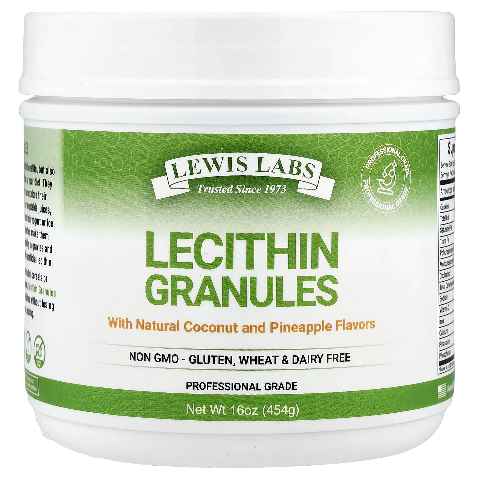 Lewis Labs, Lecithin Granules, Natural Coconut and Pineapple, 16 oz (454 g) - Image 1