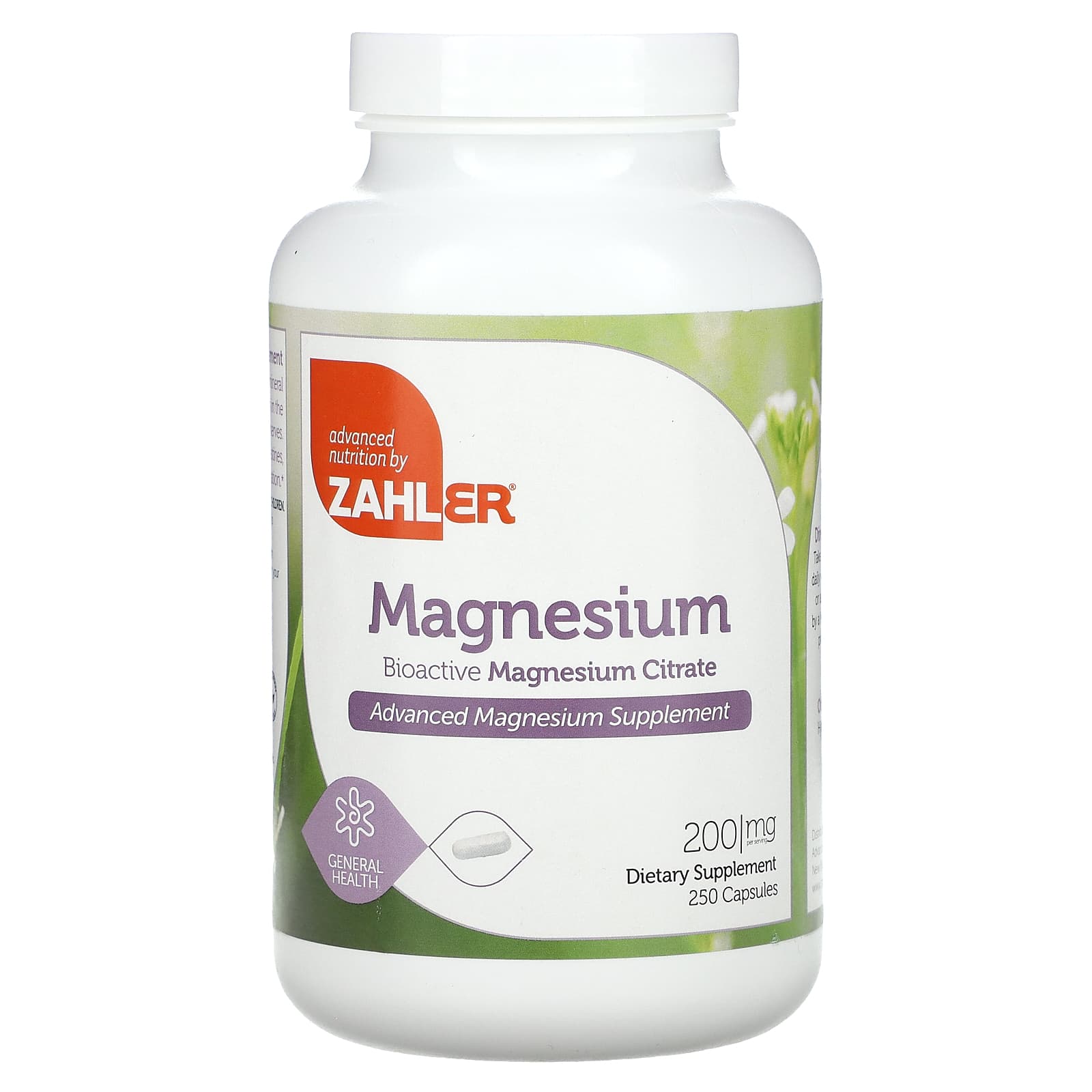 Zahler, Magnesium, Bioactive Magnesium Citrate, 200 mg, 250 Capsules - Image 1