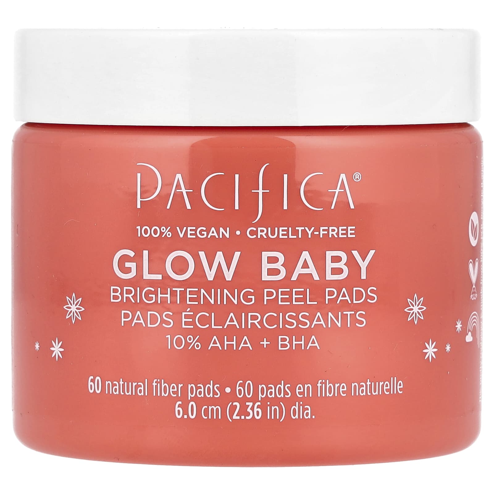 Pacifica, Glow Baby, Brightening Peel Pads, 60 Pads - Image 1