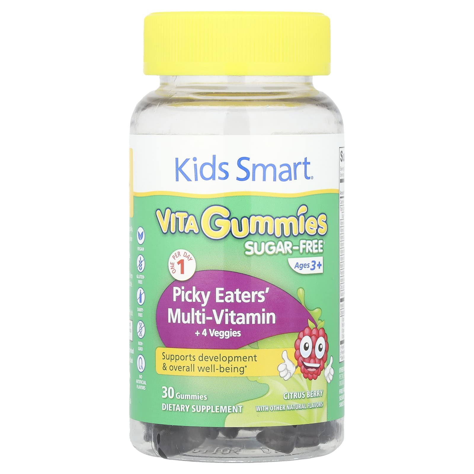 Kids Smart® Vita Gummies, Picky Eaters' Multi-Vitamin + 4 Veggies, Ages 3+, Citrus Berry, 30 Gummies - Image 1