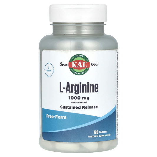 KAL, L-Arginine, 120 Tablets (500 mg per Tablet) - Image 1