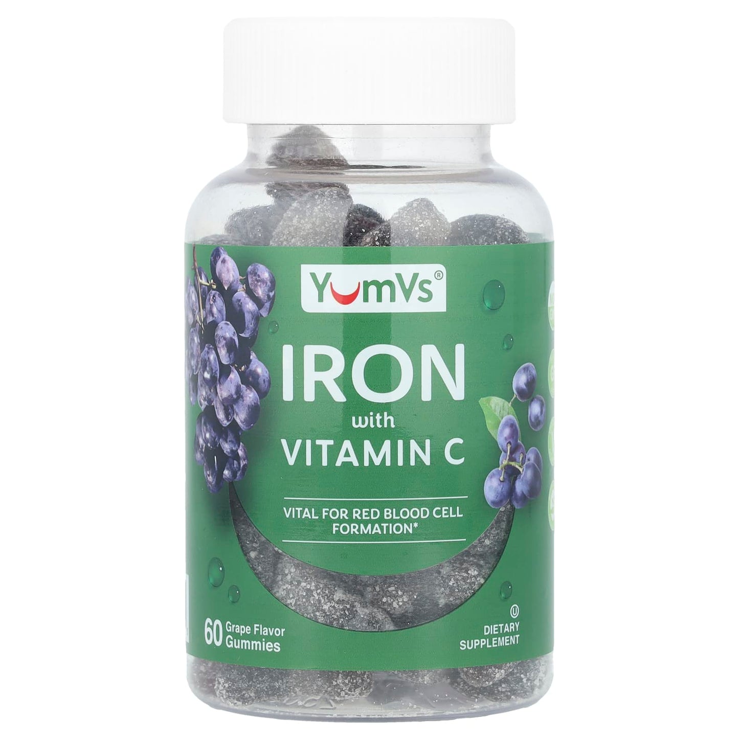 YumVs, Iron with Vitamin C Gummies, Grape, 60 Gummies - Image 1