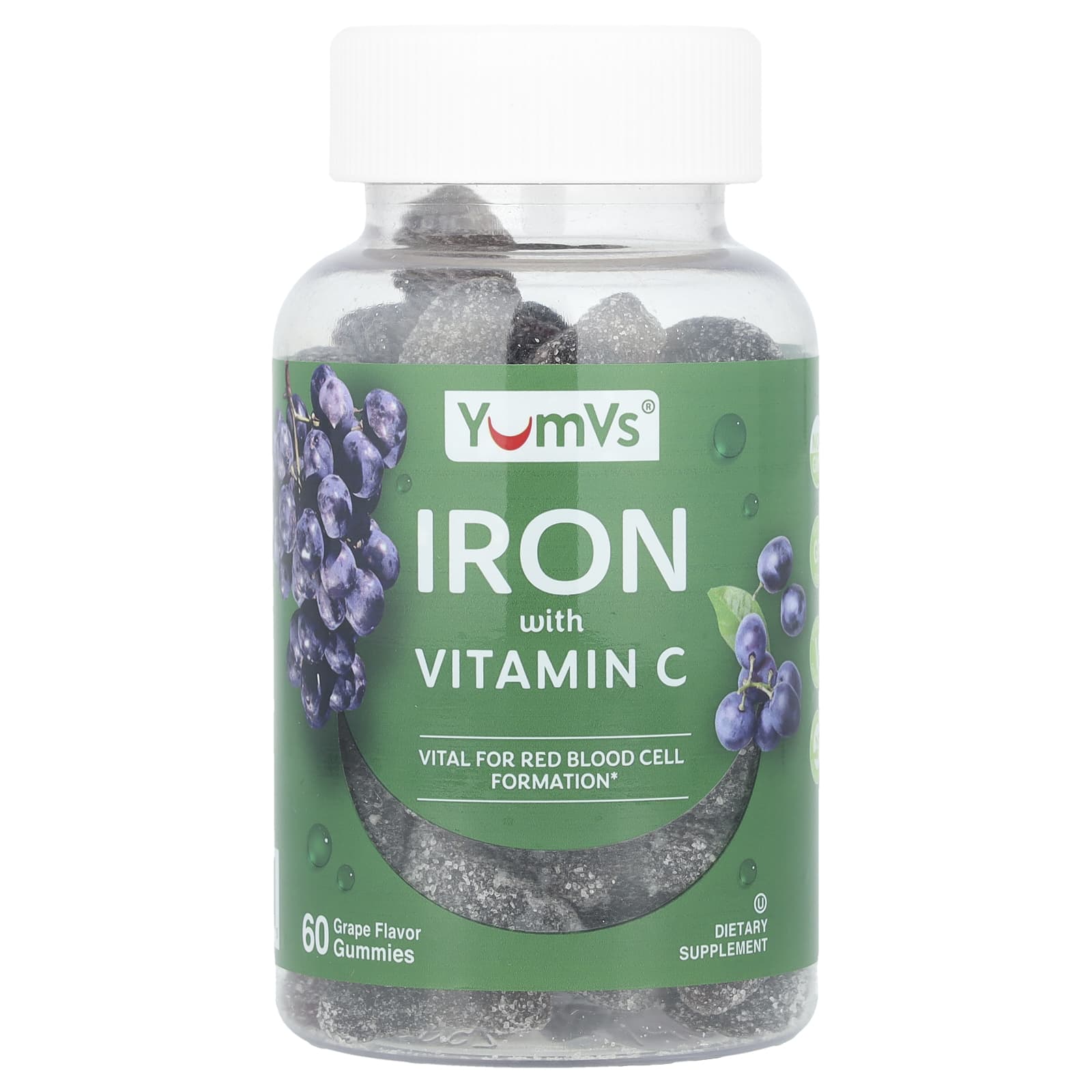 YumVs, Iron with Vitamin C Gummies, Grape, 60 Gummies - Image 1